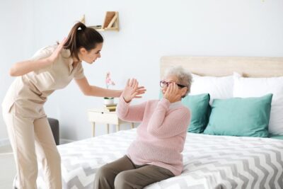 Nurse threatening to punch elderly patient