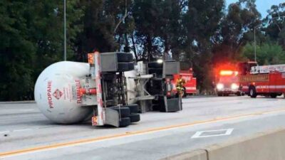 Fuel truck on freeway