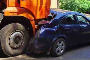 Large orange garbage truck