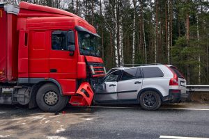 Large truck crashes head on