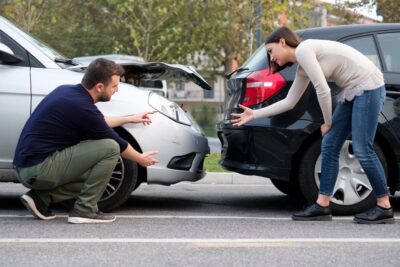 Two motorists arguing fault after rear end accident