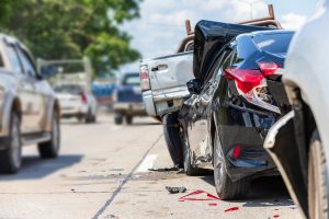 three-car pile-up after being rear-ended