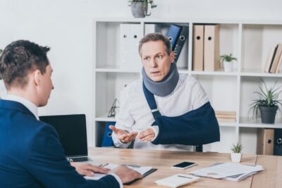 Injured man with lawyer