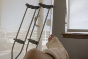 Injured disabled man on couch