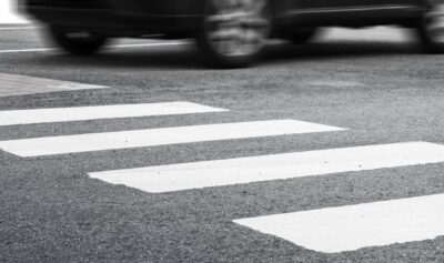 Car speeding into crosswalk