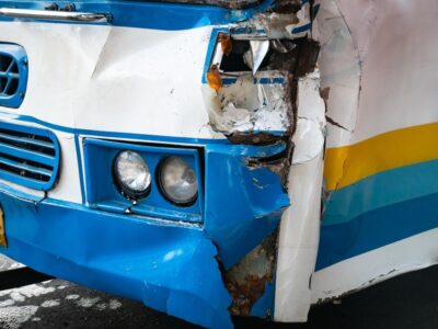 Damage from bus crash