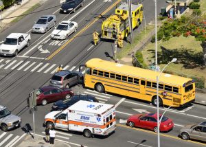 Highway school bus accident