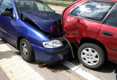 Two cars after collision