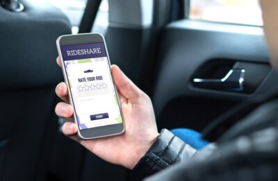 Passenger using a rideshare app