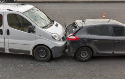 Car hit by van from behind