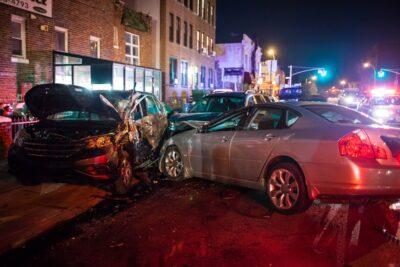 Multi car crash at night