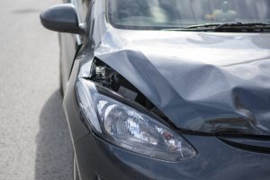 Bent up car hood