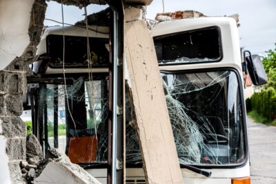 Bus crashed into wall