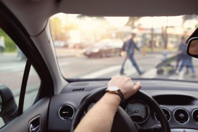 Person waiting for pedestrian to cross