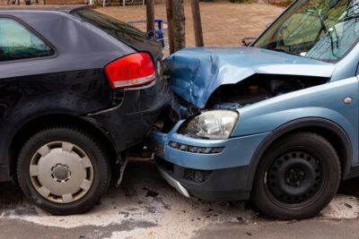 Two cars after an accident