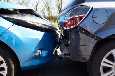 Two cars involved in a traffic accident