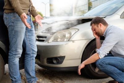 Two men arguing after an accident