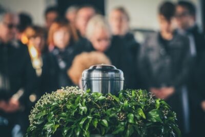 Urn sits at funeral