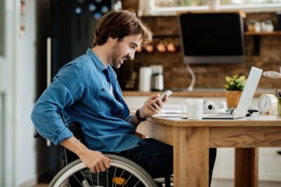 Young man in a wheelchair