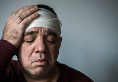 Man with bandaged head