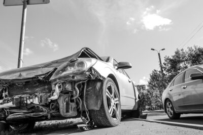 Ruined front end of a car