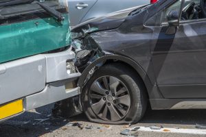 Suv crashing into a bus