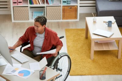 Black woman in a wheelchair