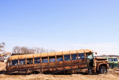 Broken down school bus