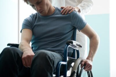 Young man in wheelchair