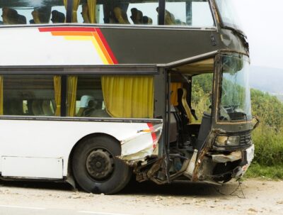 Bus accident front end crashed