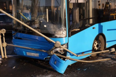 Bus crashed into a pole scaled