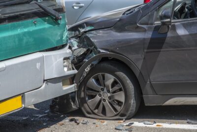 Car crashing into a bus