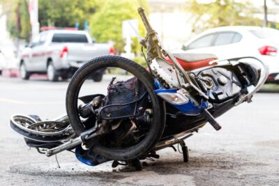 Close up on crashed bike