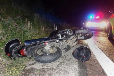 Motorcycle crash at night