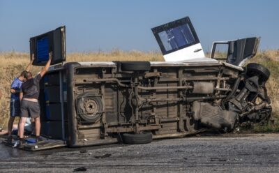 Overturned bus