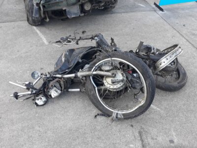 Wrecked motorcycle