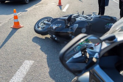 Crashed motorcycle–in an accident scaled