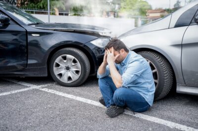 Man upset after an accident