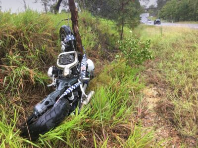 Motorcycle in a ditch