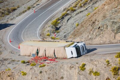 Overturned 18 wheeler