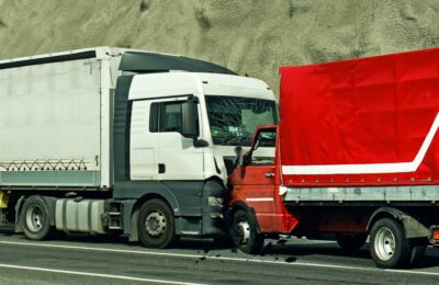 Trucks in a head on collision