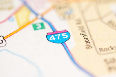 Interstate 475 on a map