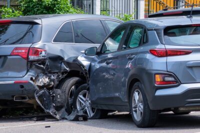 Cars crashed in neighborhood