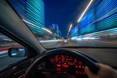 Driver speeding at night