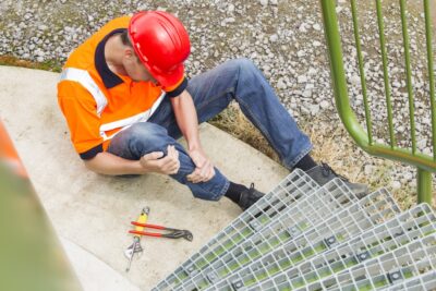 Worker with an injured leg