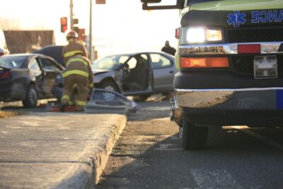 Accident scene after someone helped a car accident victim georgia