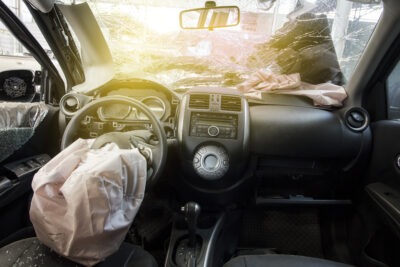 Car accident with deployed airbag scaled