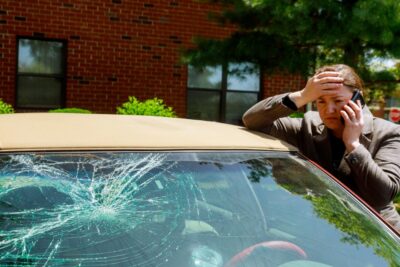 man calling police over car accident