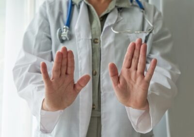 Medical staff showing hands. Is a hospital responsible if a doctor commits sexual assault?